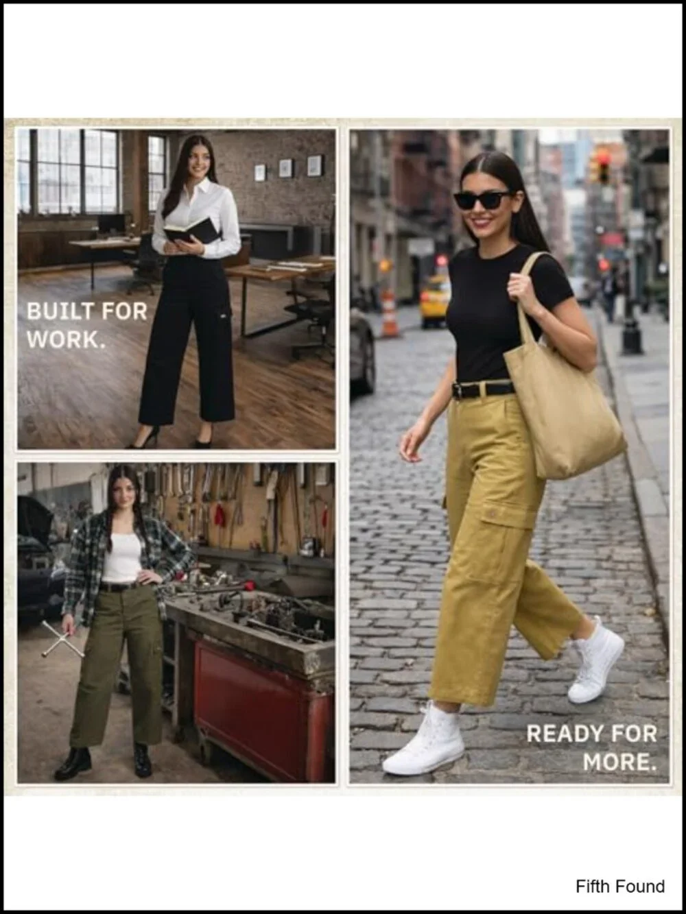 Dickies Womens Wide Leg Cargo Pants High Waisted Regular Fit